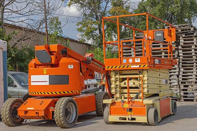 forklift carrying heavy pallets in warehouse in Big Bear Lake, CA